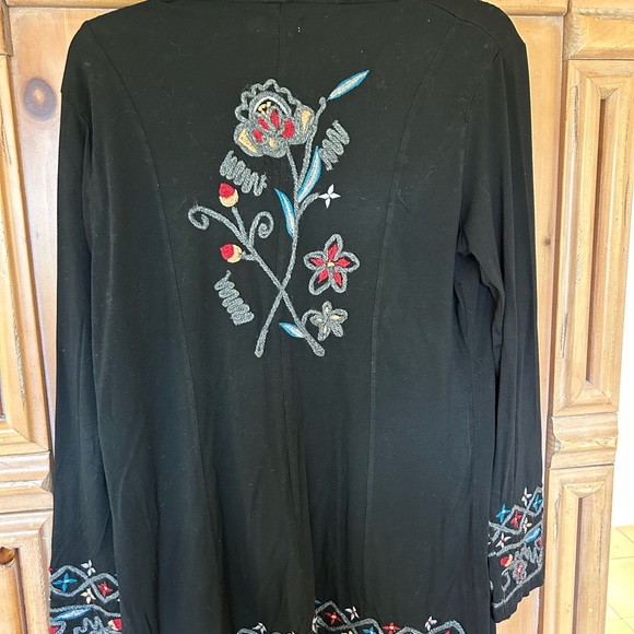 Cate waterfall cardigan, black with embroidery, size S - Picture 2 of 2